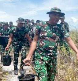 Pemkab Humbahas dan Yonif TP 955 HS Padamkan Kebakaran Lahan Warga di Simangaronsang