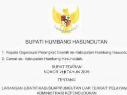 Bupati Humbahas Tegaskan Larangan Gratifikasi dan Pungli Dalam Pelayanan Administrasi Kependudukan