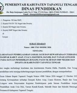 Kualitas Udara Memburuk, Pemkab Tapteng Tetapkan Belajar Daring